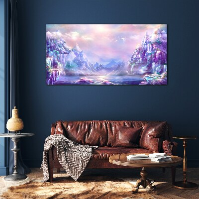 Magical mountain landscape Glass Wall Art