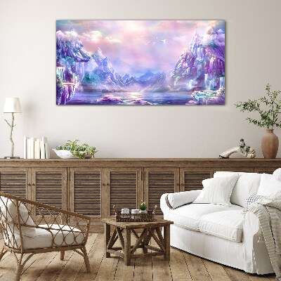 Magical mountain landscape Glass Wall Art