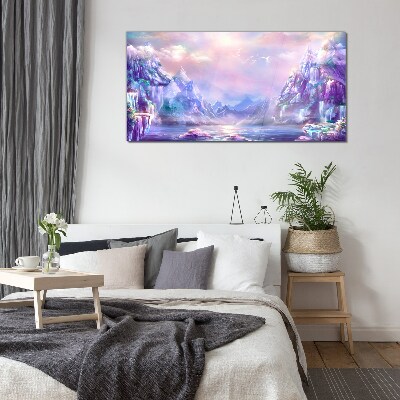 Magical mountain landscape Glass Wall Art