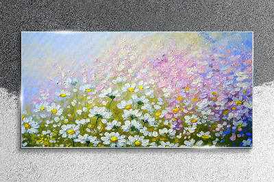 Floral landscape in pastel colors Glass Wall Art