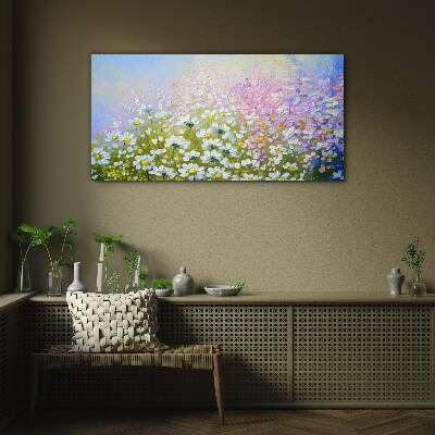 Floral landscape in pastel colors Glass Wall Art
