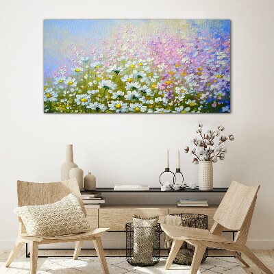 Floral landscape in pastel colors Glass Wall Art
