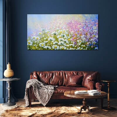 Floral landscape in pastel colors Glass Wall Art