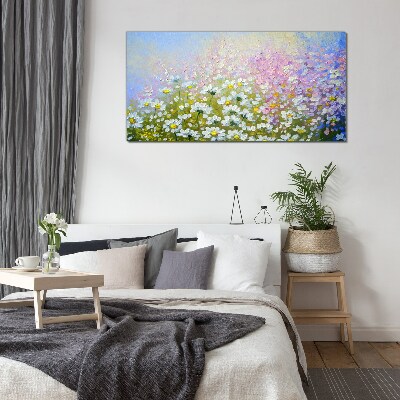 Floral landscape in pastel colors Glass Wall Art