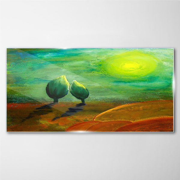Green trees in the sunlight Glass Wall Art