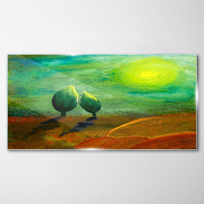 Green trees in the sunlight Glass Wall Art