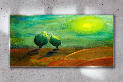 Green trees in the sunlight Glass Wall Art