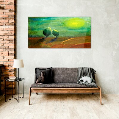 Green trees in the sunlight Glass Wall Art