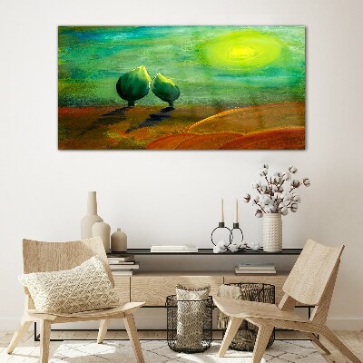 Green trees in the sunlight Glass Wall Art