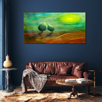 Green trees in the sunlight Glass Wall Art