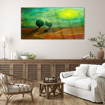 Green trees in the sunlight Glass Wall Art