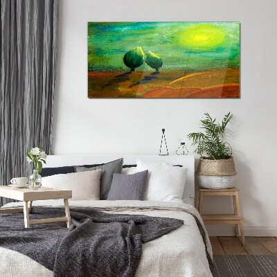 Green trees in the sunlight Glass Wall Art