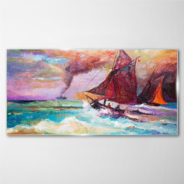 Sea adventure in colors Glass Wall Art