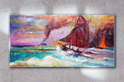 Sea adventure in colors Glass Wall Art