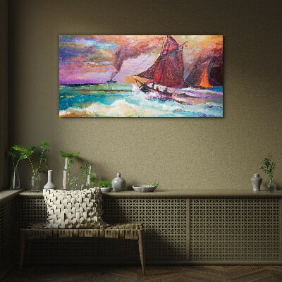 Sea adventure in colors Glass Wall Art