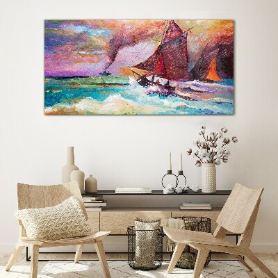 Sea adventure in colors Glass Wall Art
