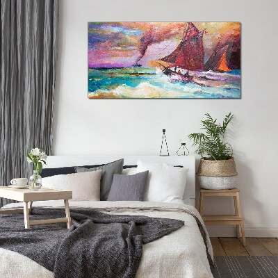 Sea adventure in colors Glass Wall Art