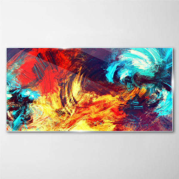 Expressive dance of colors Glass Wall Art