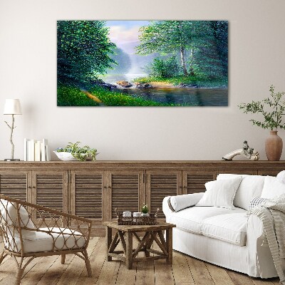 A peaceful landscape by the river Glass Wall Art