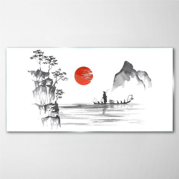 A quiet morning by the river Glass Wall Art