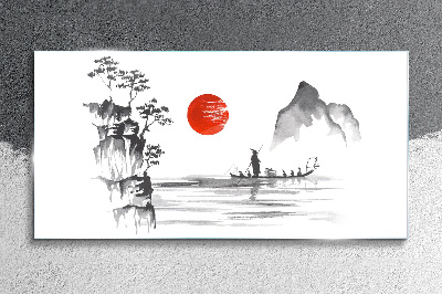 A quiet morning by the river Glass Wall Art