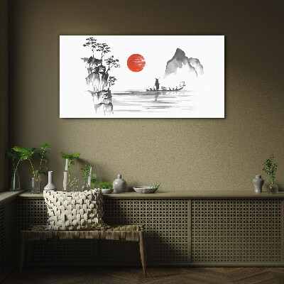 A quiet morning by the river Glass Wall Art