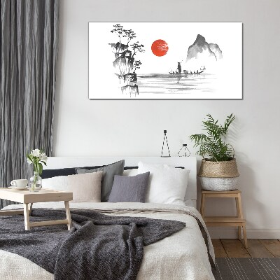 A quiet morning by the river Glass Wall Art