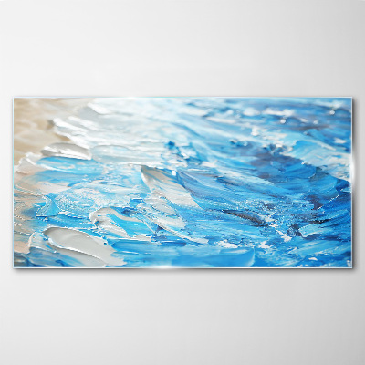 Waves in shades of blue Glass Wall Art