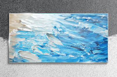 Waves in shades of blue Glass Wall Art