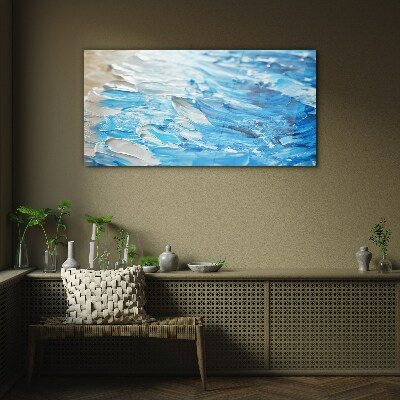 Waves in shades of blue Glass Wall Art