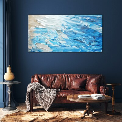 Waves in shades of blue Glass Wall Art