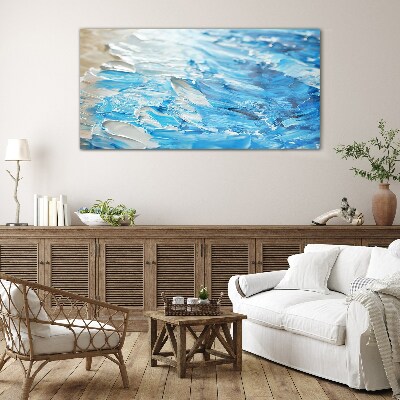 Waves in shades of blue Glass Wall Art
