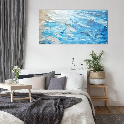 Waves in shades of blue Glass Wall Art