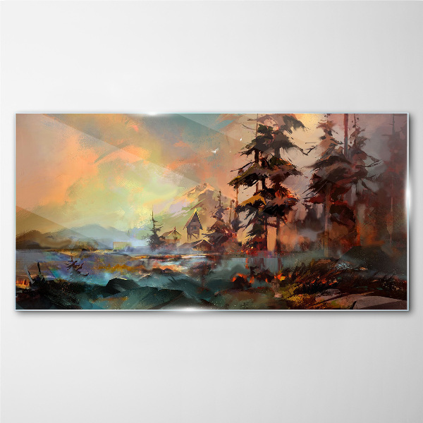 Mysterious mountain landscape Glass Wall Art