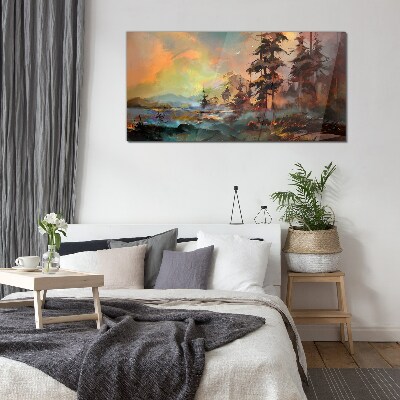 Mysterious mountain landscape Glass Wall Art
