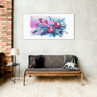 A floral arrangement in intense colours Glass Wall Art