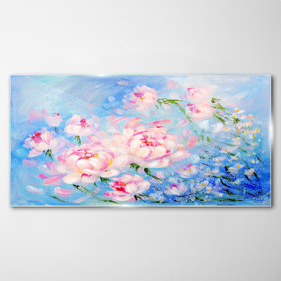 Floral harmony in blue Glass Wall Art