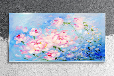 Floral harmony in blue Glass Wall Art