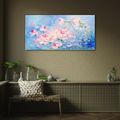 Floral harmony in blue Glass Wall Art