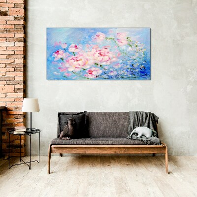 Floral harmony in blue Glass Wall Art