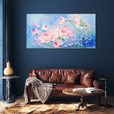 Floral harmony in blue Glass Wall Art
