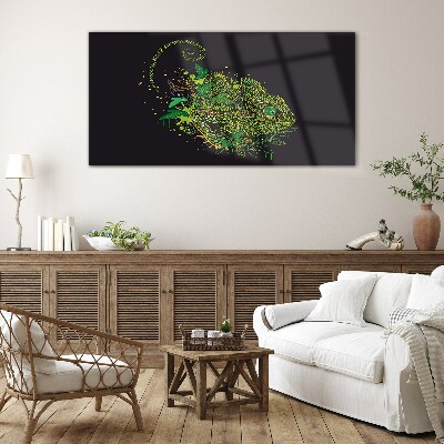 Chameleon in green Glass Wall Art