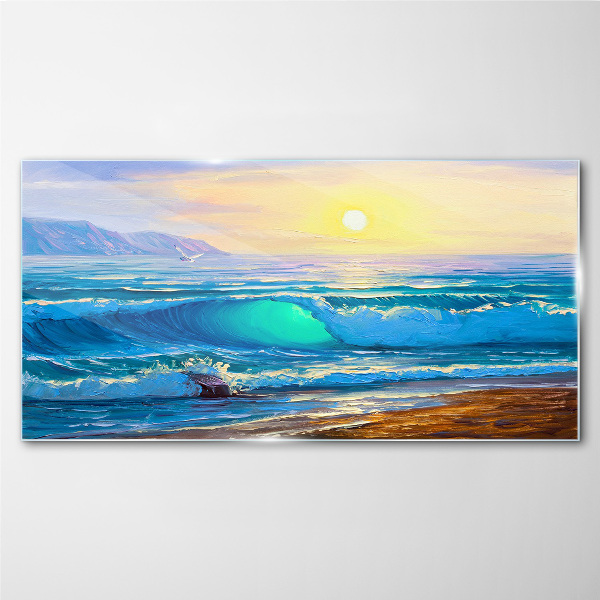 A quiet morning by the sea Glass Wall Art