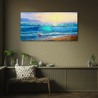 A quiet morning by the sea Glass Wall Art