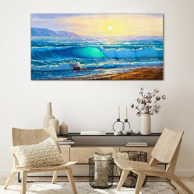 A quiet morning by the sea Glass Wall Art