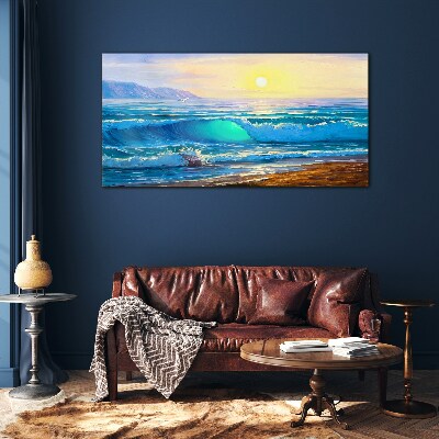A quiet morning by the sea Glass Wall Art