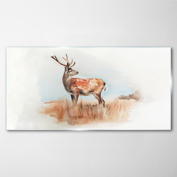 Deer in the meadow Glass Wall Art