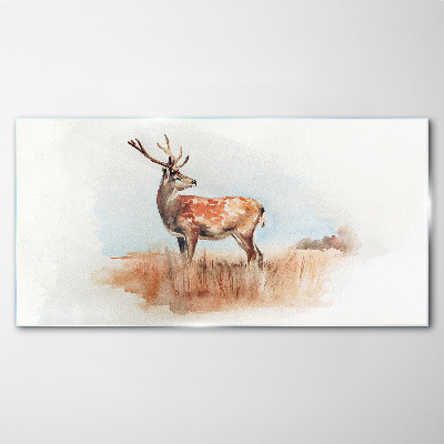 Watercolor animal deer Glass Wall Art
