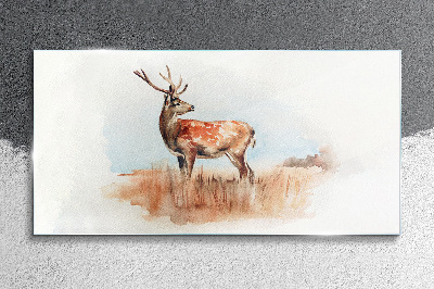Deer in the meadow Glass Wall Art