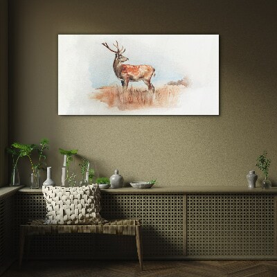 Deer in the meadow Glass Wall Art